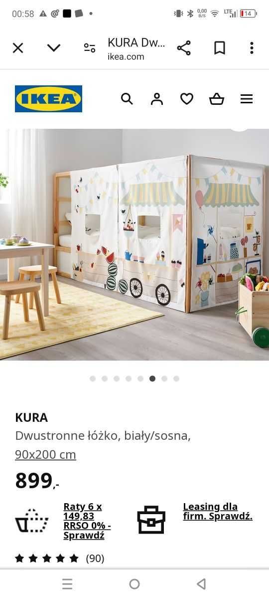 Dwustronne łóżko KURA IKEA 90×200