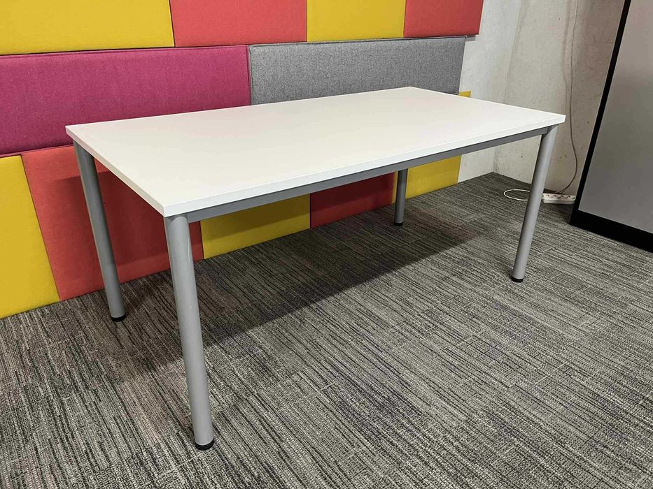 Biurko białe Nowy Styl 154x80 solidne, poziomowanie w stopce okazja!