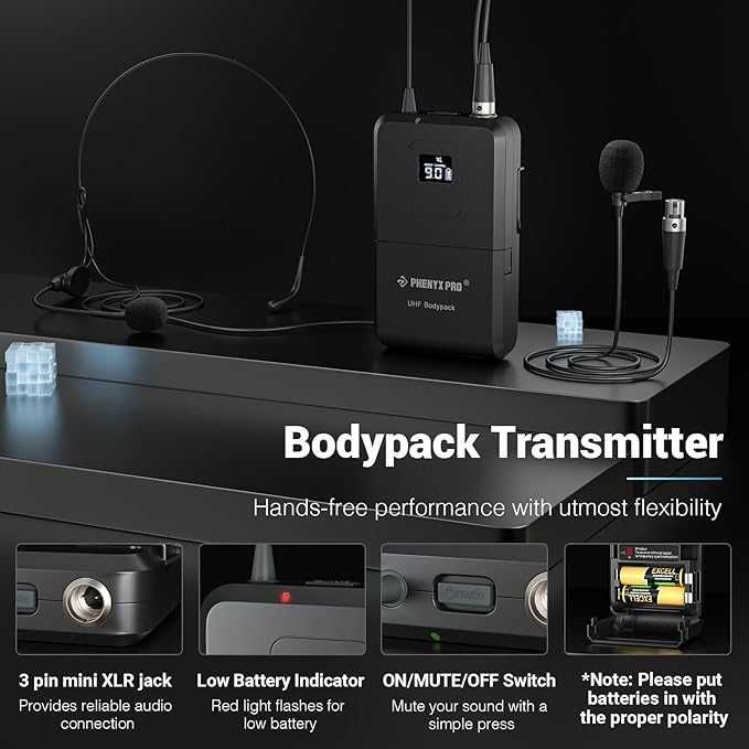PHENYX PRO PTU-7000 4B System mikrofonów bezprzewodowych, Bodypack