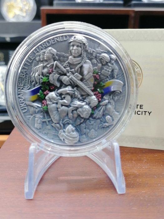 Україна. Загартовані у боях  2 унції срібло  UKRAINE BATTLE HARDENED