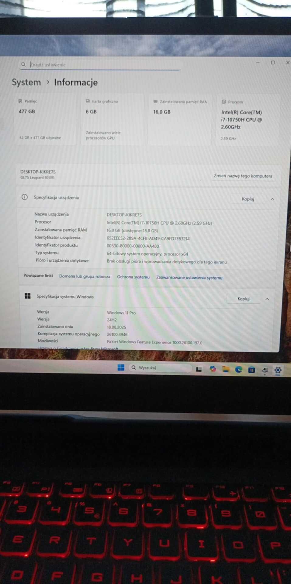 Laptop Gamingowy MSI GL75 Leopard 10SER-259XPL