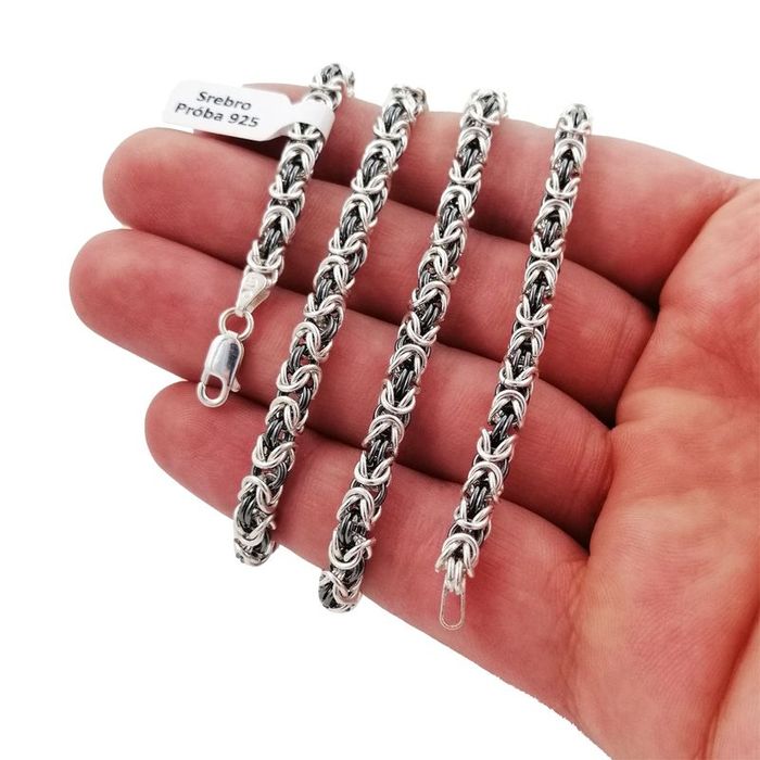 Męska Biżuteria Srebrna / Królewski Łańcuszek Próby 925 + Dedykacja 55