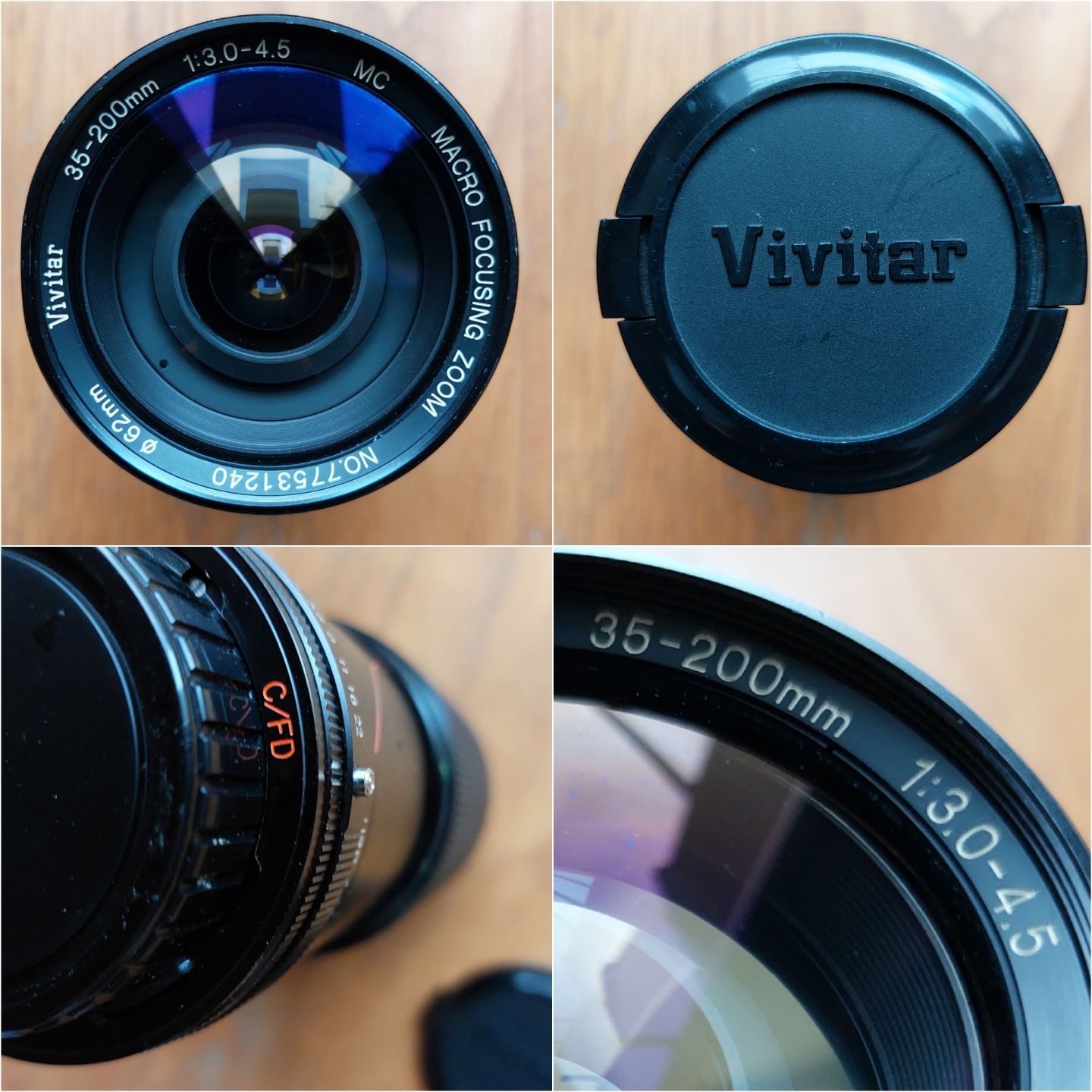 VIVITAR 35-200mm F3.0-4.5 Macro Zoom — Objectiva Manual Made in Japan