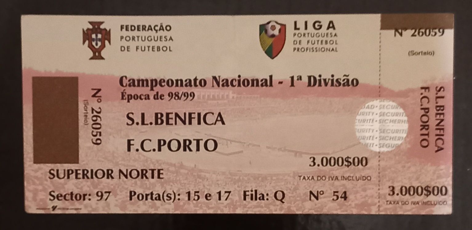 Vários Bilhetes do Jogo Benfica-Porto, Estádio da Luz