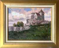 Obraz oprawiony w bogatą ramę  Zamek Będzin
