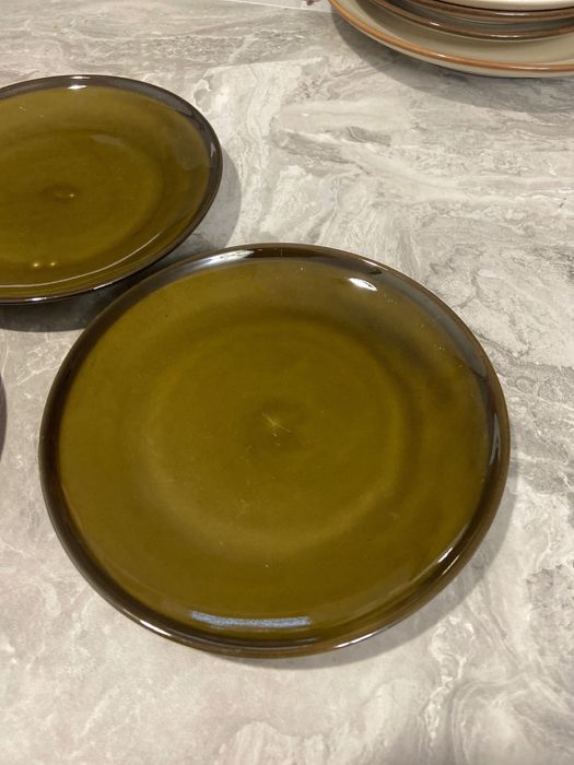 3 talerzyki deserowe zielone Porcelit Pruszków