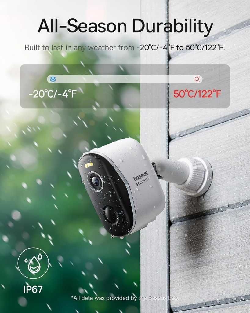 Zestaw do monitoringu 2 kamery Baseus N1 2K IP67 + Stacja bazowa