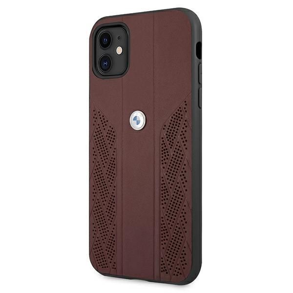 Etui Skórzane do iPhone 11 / Xr 6,1" BMW Czerwony Kurz z Logo