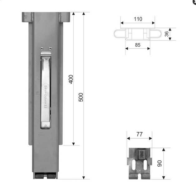 Słupek kłonica   wypinany do burt alu h400