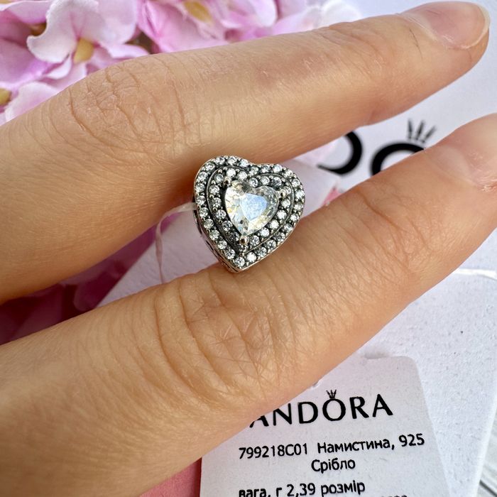 Шарм Пандора оригінал «Біле серце» Pandora намистина підвіска