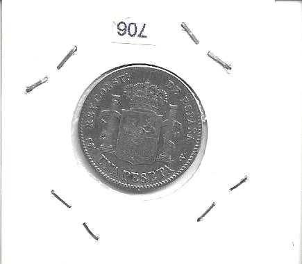 Espanha  - - - 1 Peseta - 1901 (01) - - - Moeda de Prata