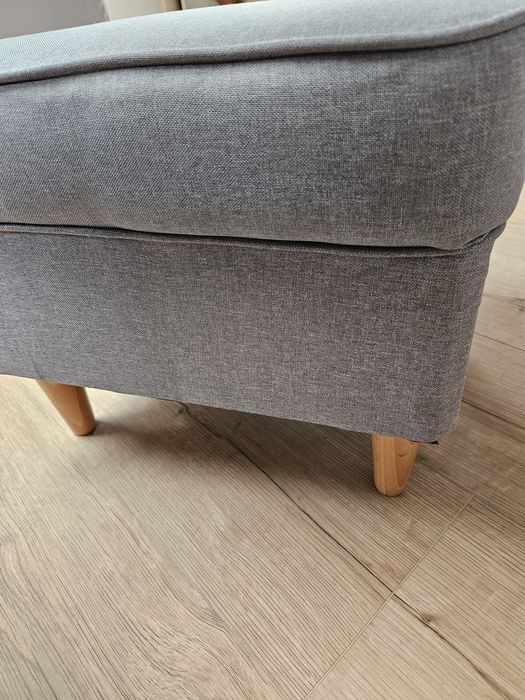 Fotel uszak z podnóżkiem szary, do karmienia