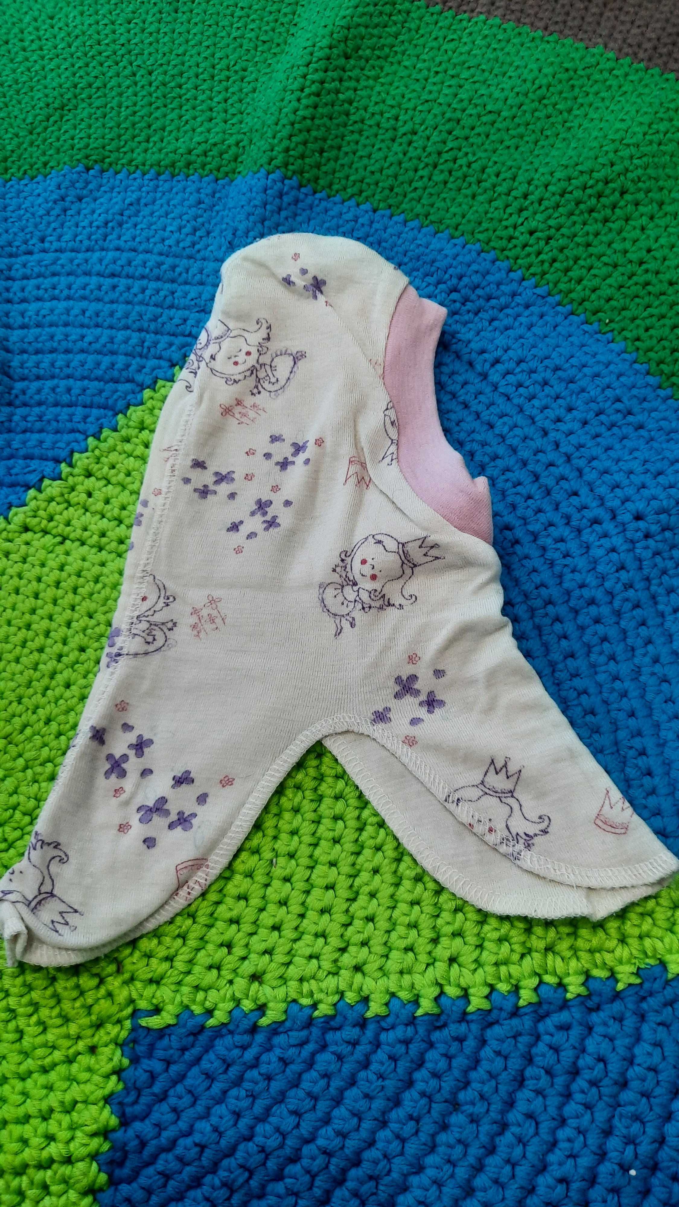 Merino wełna czapka kominiarka r.80, różowo biała
