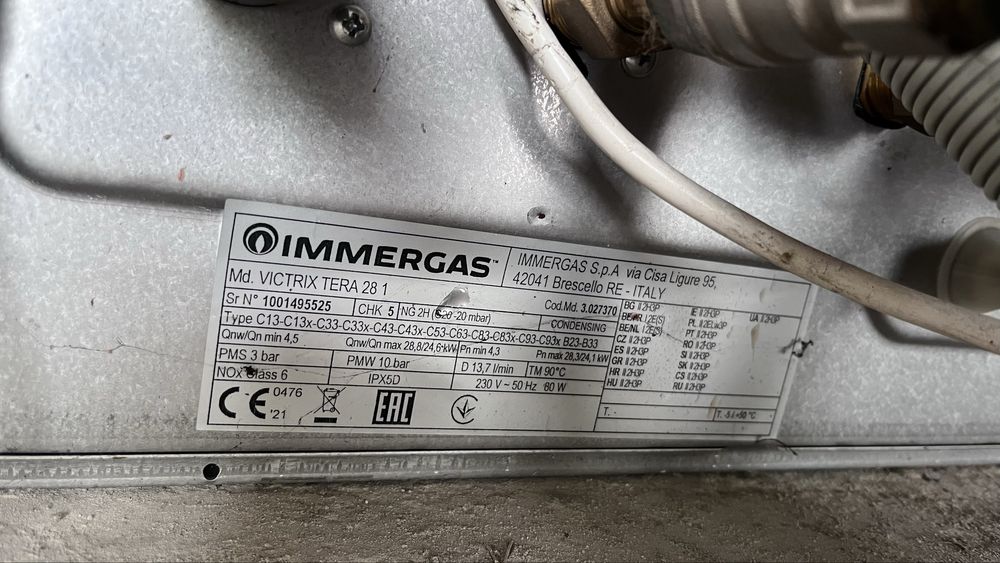 Piec gazowy kocioł Immergas Victrix Tera 28 1 z programatorem
