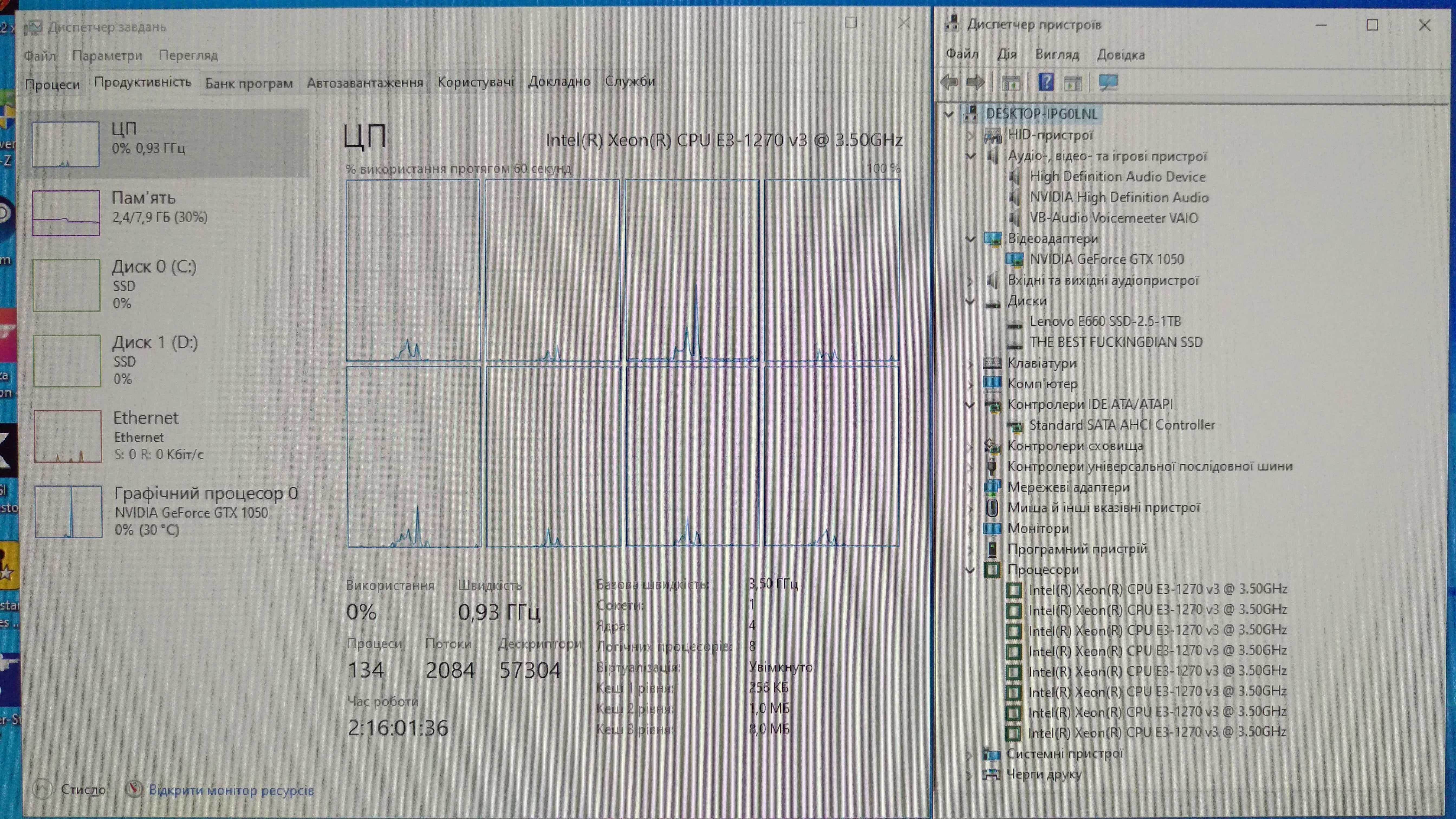Комп’ютер Intel Xeon 1270 v3 (4С/8T) 3.9 GHz/ GTX 1050 2GB/ 8GB DDR3