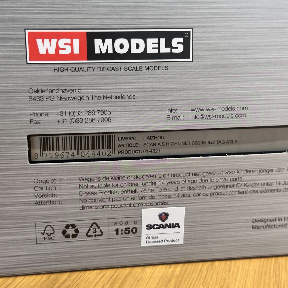 Model 1:50 WSI Scania S Highline 6x2