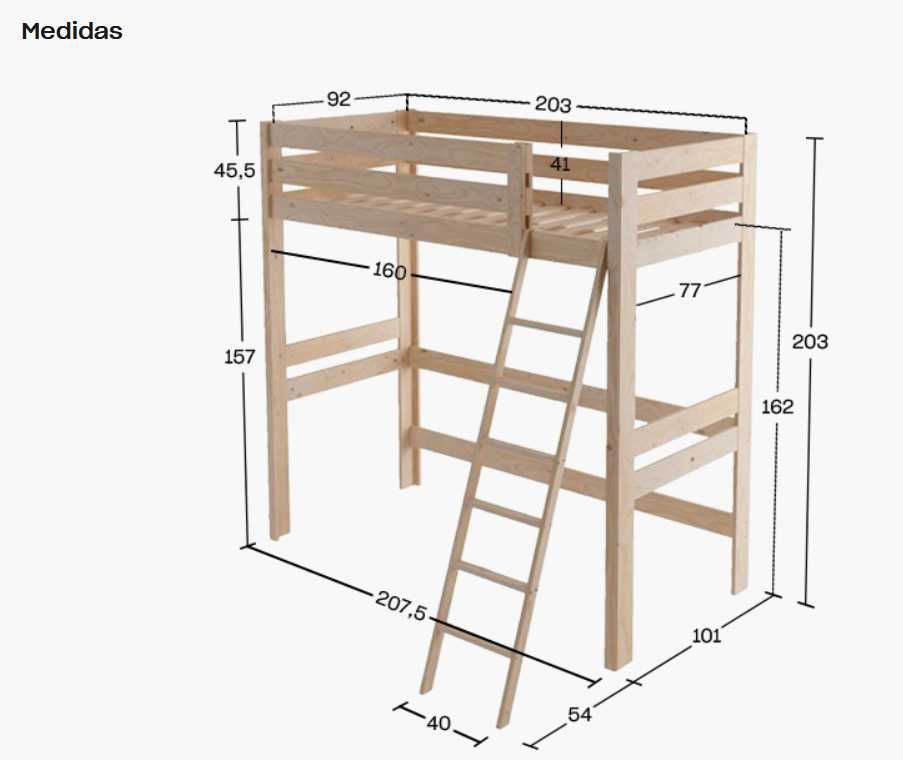 Cama alta de 90cm marca LUFE