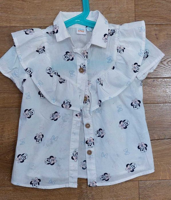 Biała elegancka koszula dla dziewczynki, Disney baby myszka miki, r 92