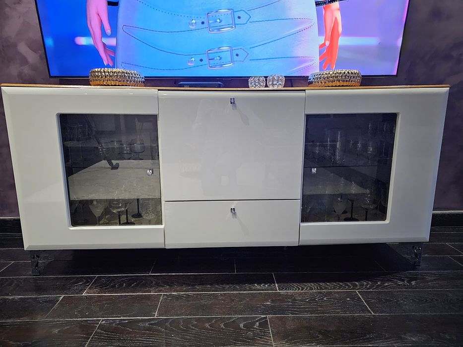 2 Komplet komoda i szafka rtv,biala połysk,meble bonita mebin bonita