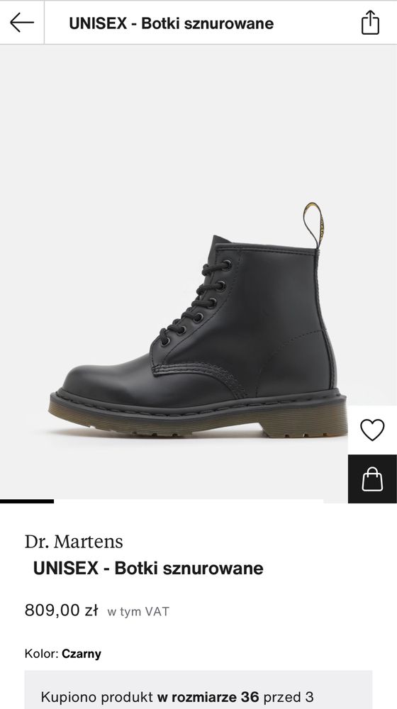 Buty Dr. Martens 36 botki sznurowane martensy czarne