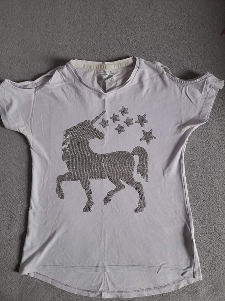 Bluzka koszulka unicorn koń horse pony fiolet szary styl 11-12 lat