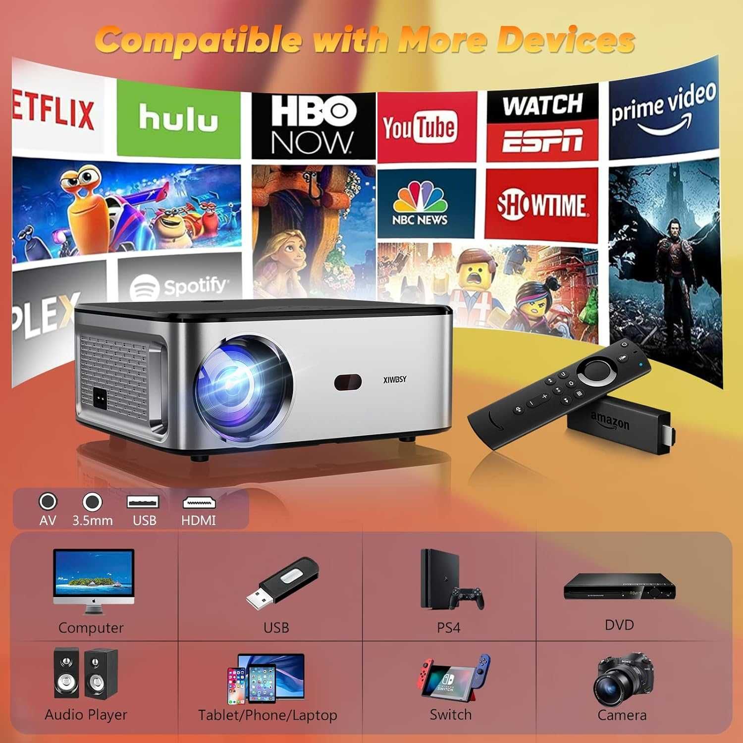 Projektor LCD 1080P z Bluetooth 5G WiFi 500 ANSI Full HD