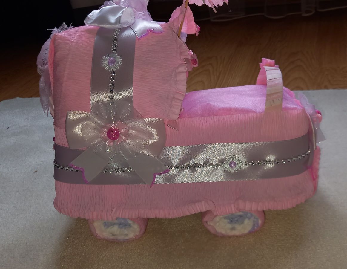 Wózek z pieluch Baby shower narodziny dziecka Chrzest Święty