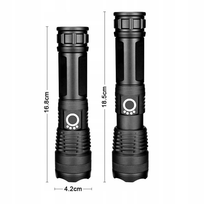 MOCNA Latarka taktyczna LED akumulator / baterie ładowanie USB ETUI