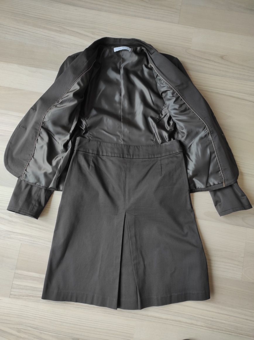 Garsonka, marynarka i spódnica Zara Basic, M-L, brąz, stan Bdb
