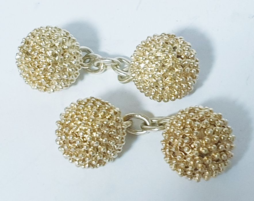 Fantásticos raros antigos botões de punho  em prata dourada