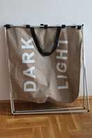 Kosz tekstylny organizer na pranie bieliznę - 2 komory - Dark Light