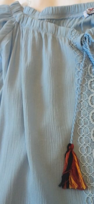 Boho styl damska bluzka rozmiar 40 jasnoniebieska