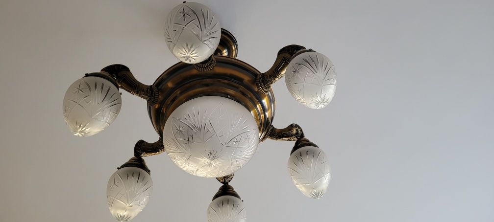 Żyrandol lampa mosiądz patyna
