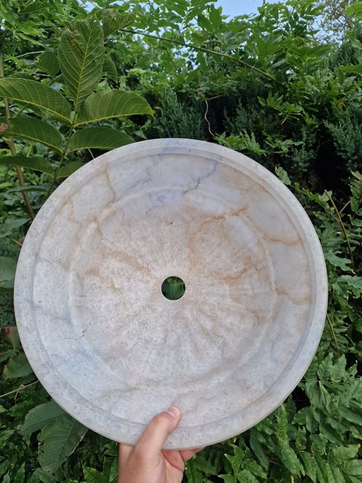 Ogromny piękny klosz z grubego szkła do lampy PRL marmurkowy odcień