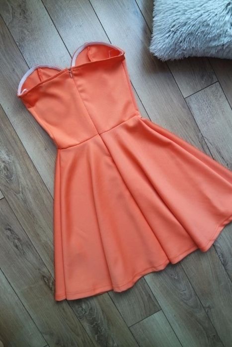 Piękna nowa koralowa gorsetowa sukienka orange rozm. XS Asos