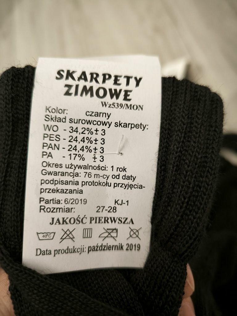 Skarpety, nowe, 8 par WOJSKOWE