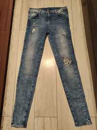 Spodnie jeansy jeans rurki z dziurami rozdarciami z wysokim stanemZara