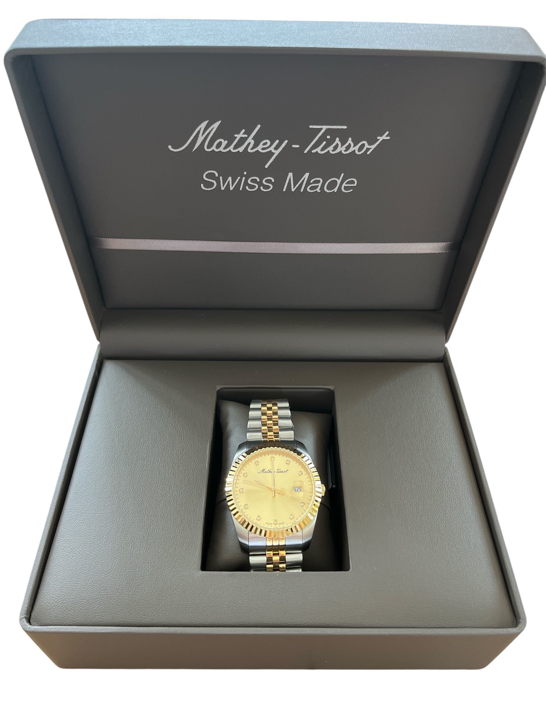 Zegarek Mathey Tissot-Cyclops Loupe-Sun Bezel-18K Gold-New-Mężczyzna