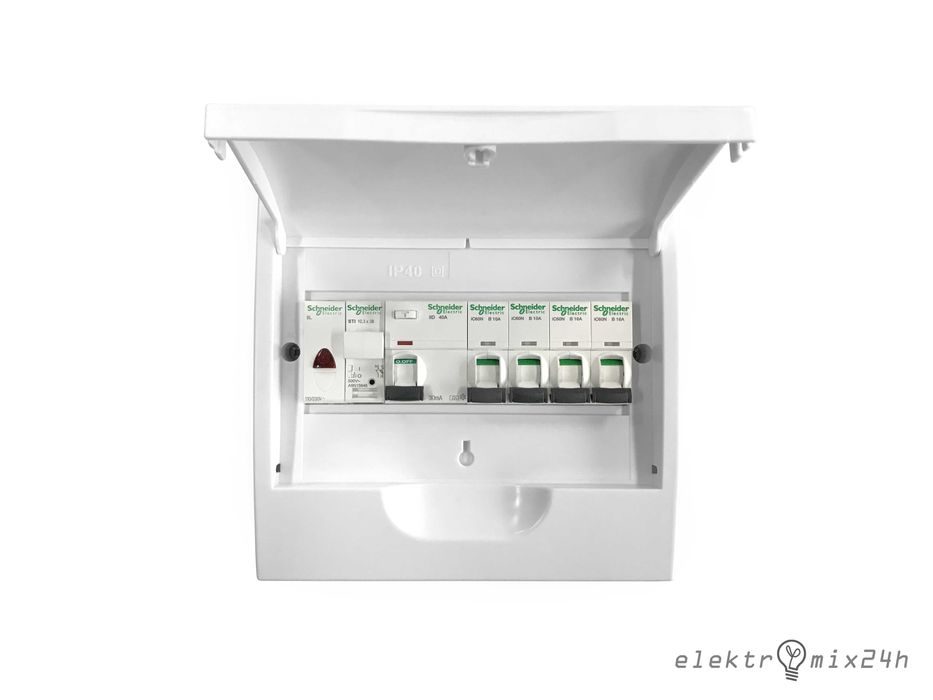 Rozdzielnica elektryczna natynkowa z zabezpieczeniami 8 modułów gotowa