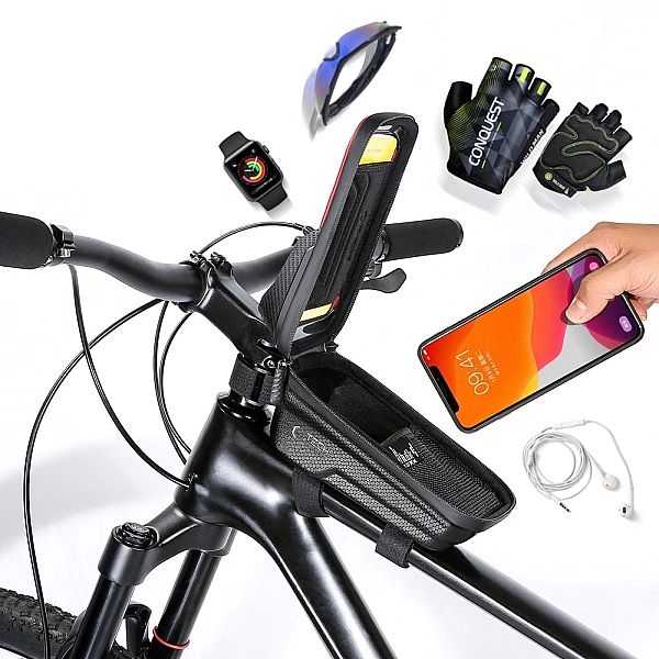 Torba Tech-Protect V2 rowerowa z miejscem na telefon 1l - czarna