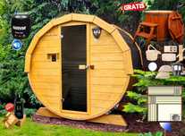 SAUNA Ogrodowa 200 cm MINI DWUpoziomowa +GRATIS Beczka 500L +Akcesoria