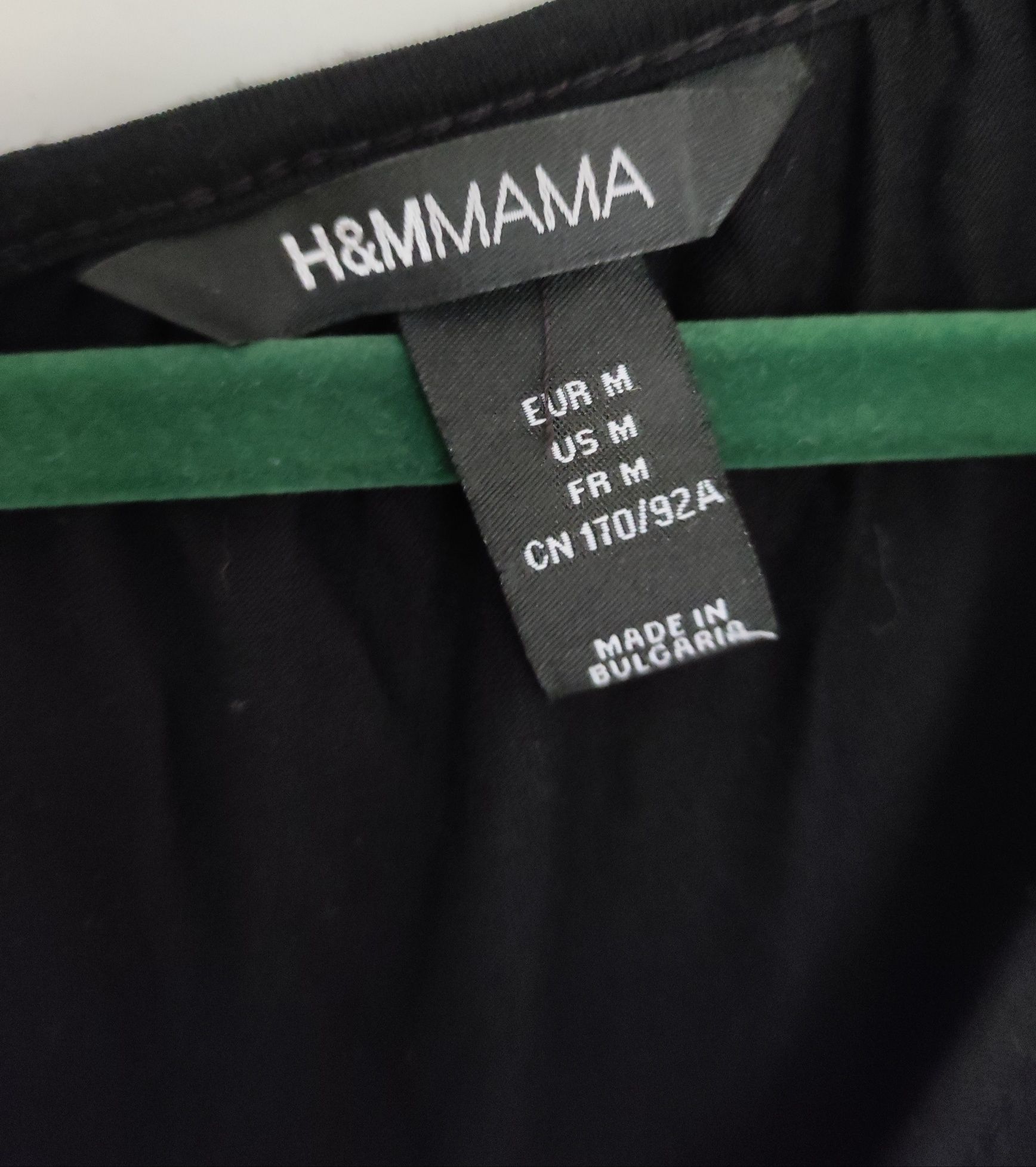 Bluzka ciążowa czarna H&M MAMA wiązana elegancka krótki rękaw M