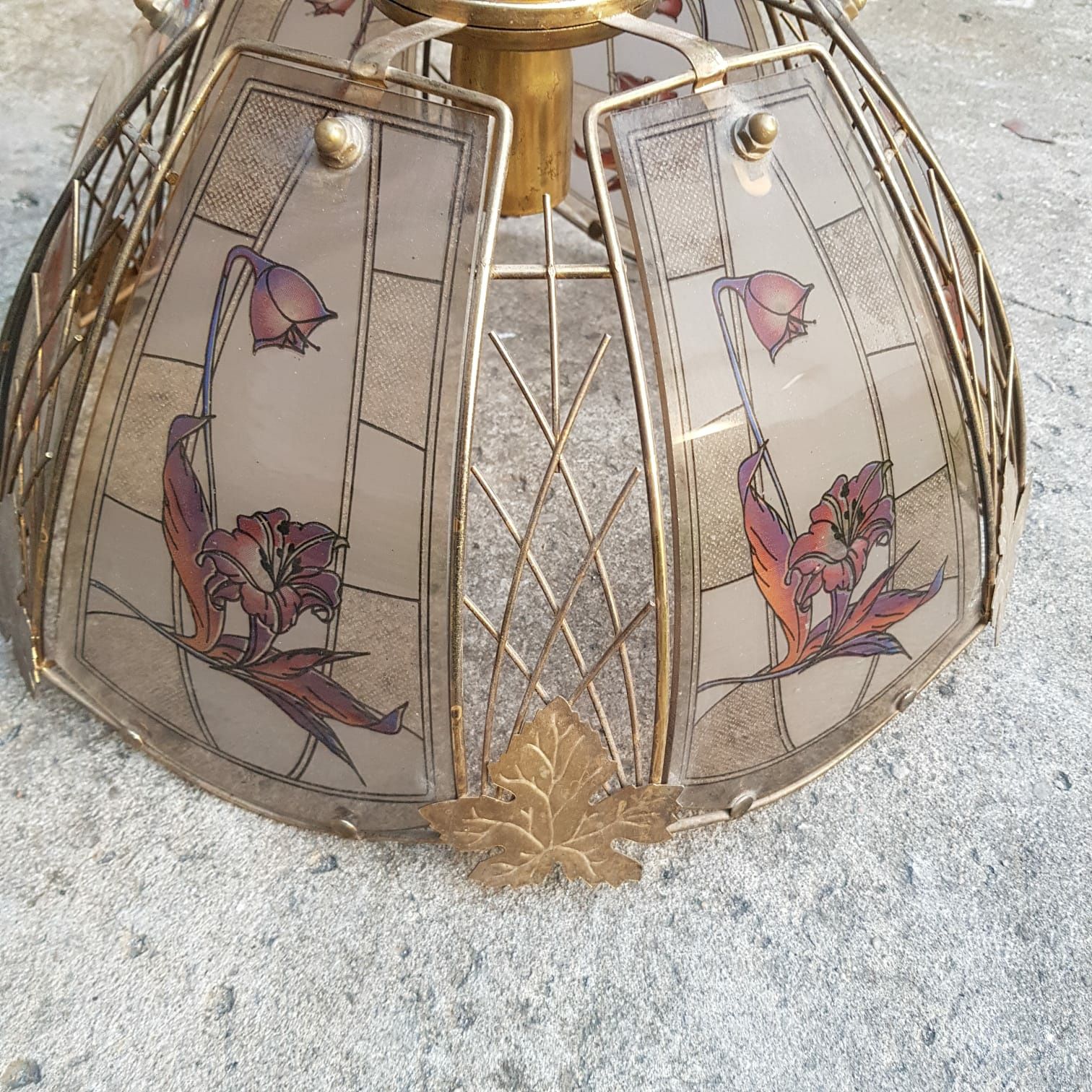 Lampa sufitowa szkło witraż PRL