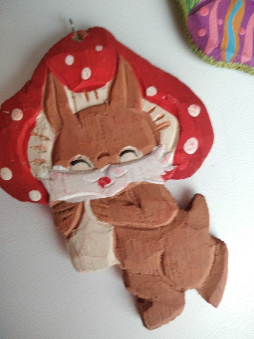 Винтажные елочные деревянные игрушки серии "Весёлые зайцы" Германия.