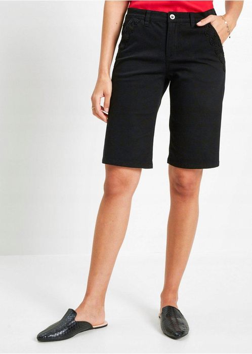 *B.P.C czarne krótkie spodenki z koronką 36.