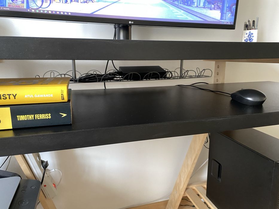Biurko stół na kozłach IKEA Mittback, regul. wysokości, org. kabli