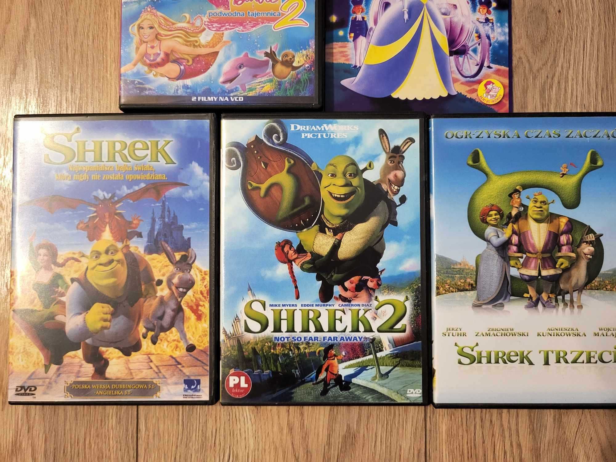 ZESTAW 9 fajnych płyt bajek Barbi Shrek Młody doktor