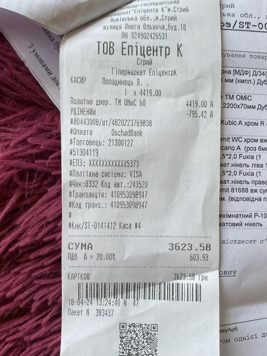 Двері,полотно