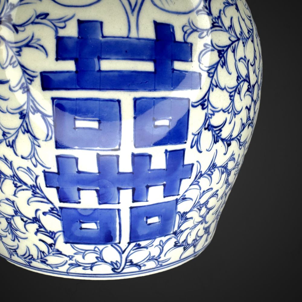 Chiński porcelanowy pojemnik symbol szczęścia orchidea B03121