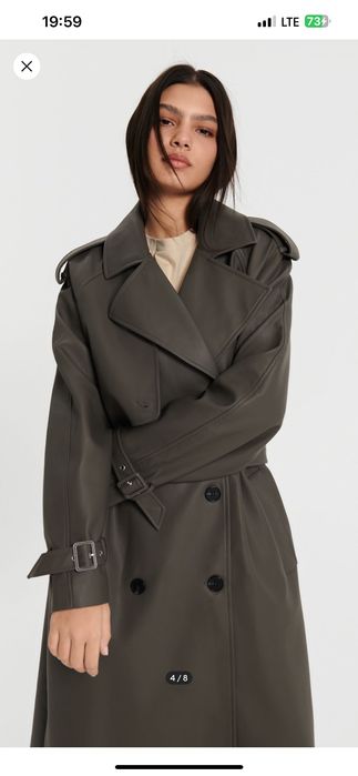 Тренч (шкірзам) графіново-сірий/